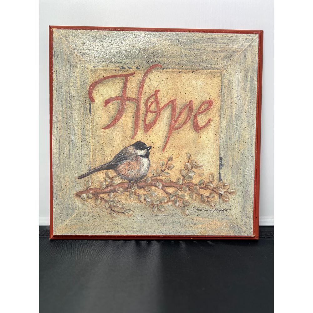 Rustic Hope Wall Art Decor Bird Stephanie Merrott Inspirational sign‎